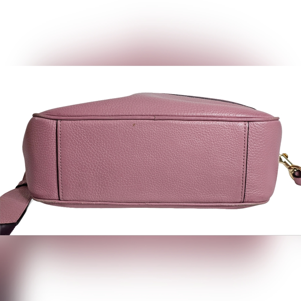 Coach Jes Crossbody Camera Shoulder Bag Double-Zip Pink Metallic Pebbled Leather - Picture 8 of 16